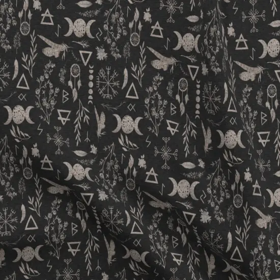 Various Fabrics by the Yard or Fat Quarter Feminine Magic Moon Pagan Black Witch Custom Printed Fabric by Spoonflower {5}