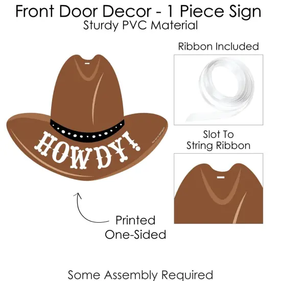 Big Dot of Happiness Western Hoedown - Hanging Porch Wild West Cowboy Party Outdoor Decorations - Front Door Decor - 1 Piece Sign {6}