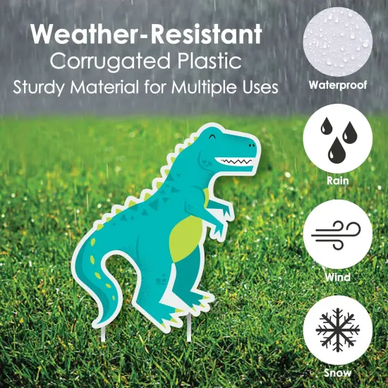 Big Dot of Happiness Roar Dinosaur - T-Rex Triceratops Stegosaurus & Brontosaurus Lawn Decor - Outdoor Baby Shower or Birthday Party Yard Decor -10 Pc {6}