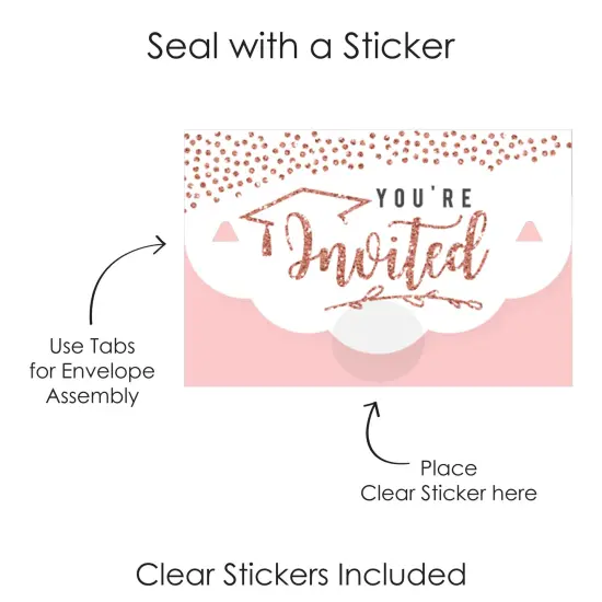 Big Dot of Happiness Rose Gold Grad - Fill-In Cards - Graduation Party Fold and Send Invitations - Set of 8 {7}