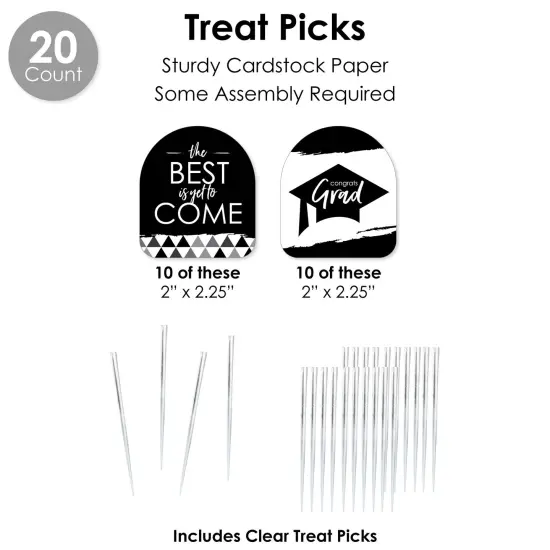 Big Dot of Happiness Black and White Grad - Best is Yet to Come - Graduation Party Favors and Cupcake Kit - Fabulous Favor Party Pack - 100 Pieces {7}