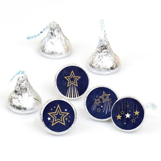 Big Dot of Happiness Starry Skies - Gold Celestial Party Round Candy Sticker Favors - Labels Fits Chocolate Candy (1 sheet of 108) {1}