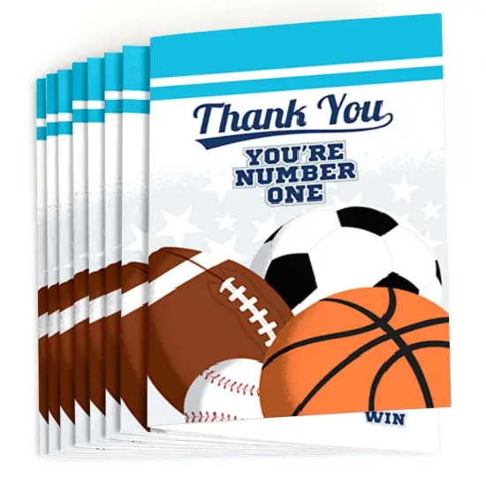Big Dot of Happiness Go, Fight, Win - Sports - Baby Shower or Birthday Party Thank You Cards (8 count) {3}