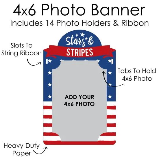 Big Dot of Happiness Stars & Stripes - DIY Memorial Day, 4th of July and Labor Day Patriotic Party Decor - Picture Display - Photo Banner {7}