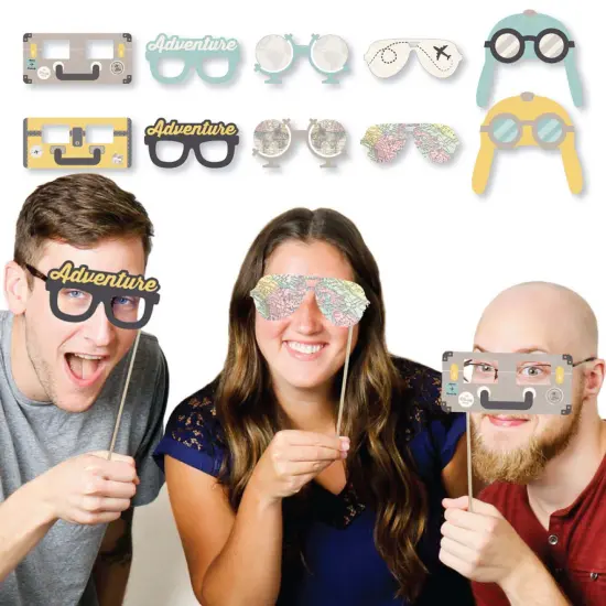 Big Dot of Happiness World Awaits Glasses & Masks - Paper Card Stock Travel Themed Party Photo Booth Props Kit - 10 Count {6}