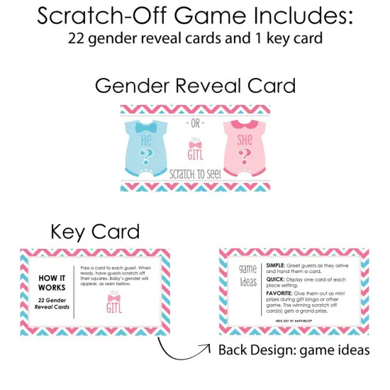 Big Dot of Happiness Girl Chevron Gender Reveal - Baby Girl Gender Reveal Scratch Off Cards - Baby Shower Game - Set of 22 {6}