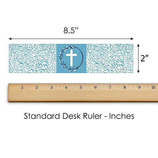 Big Dot of Happiness Blue Elegant Cross - Boy Religious Party Water Bottle Sticker Labels - Set of 20 {6}