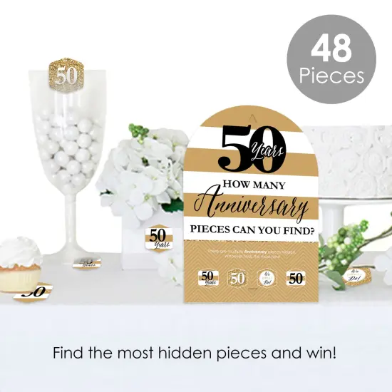 Big Dot of Happiness We Still Do - 50th Wedding Anniversary - Anniversary Party Scavenger Hunt - 1 Stand and 48 Game Pieces - Hide and Find Game {3}