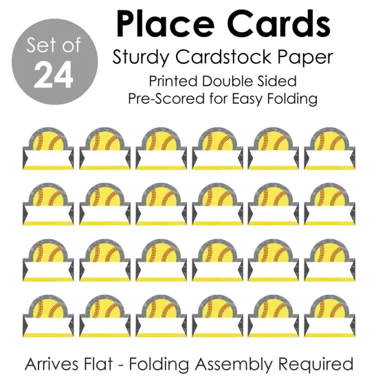 Big Dot of Happiness Grand Slam - Fastpitch Softball - Birthday Party or Baby Shower Tent Buffet Card - Table Setting Name Place Cards - Set of 24 {7}