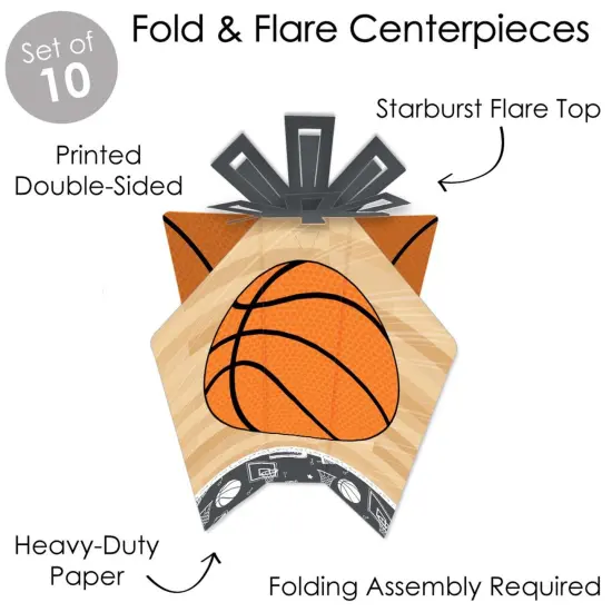 Big Dot of Happiness Nothin' but Net - Basketball - Table Decorations - Baby Shower or Birthday Party Fold and Flare Centerpieces - 10 Count {4}