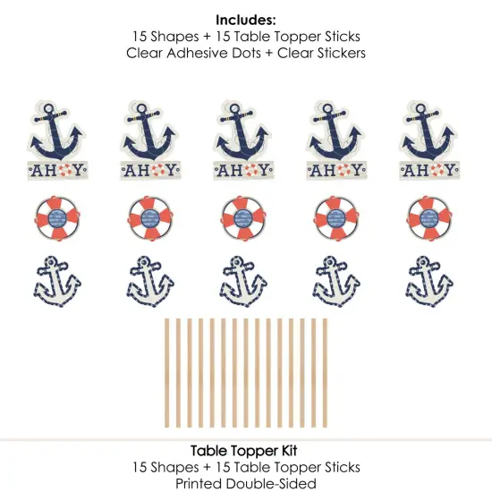 Big Dot of Happiness Ahoy - Nautical - Baby Shower or Birthday Party Centerpiece Sticks - Table Toppers - Set of 15 {7}