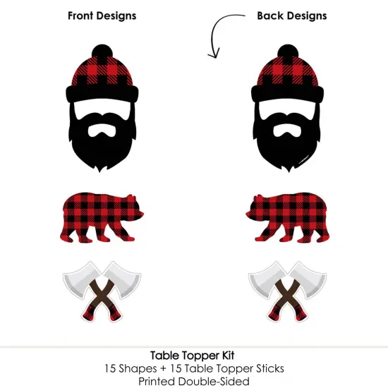 Big Dot of Happiness Lumberjack - Channel the Flannel - Buffalo Plaid Party Centerpiece Sticks - Table Toppers - Set of 15 {6}