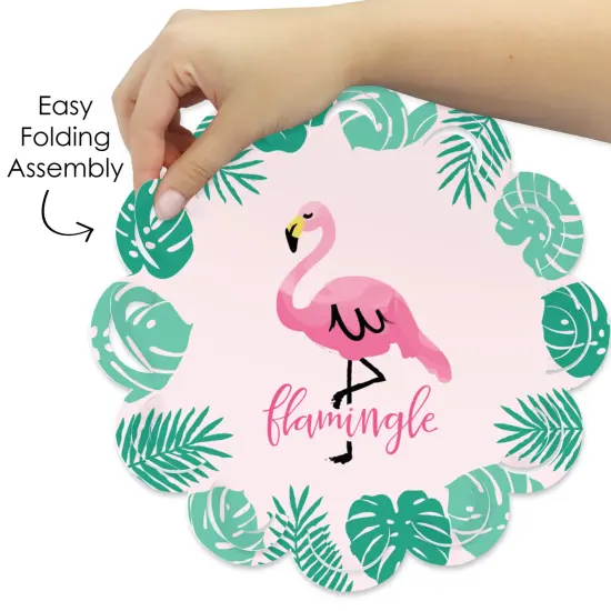 Big Dot of Happiness Pink Flamingo - Tropical Summer Party Round Table Decorations - Paper Chargers - Place Setting For 12 {6}