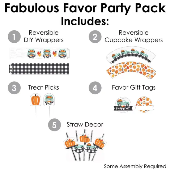 Big Dot of Happiness Happy Fall Truck - Harvest Pumpkin Party Favors and Cupcake Kit - Fabulous Favor Party Pack - 100 Pieces {3}