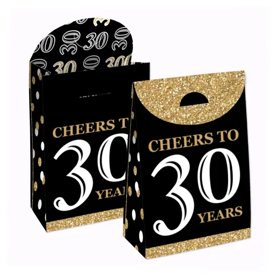 Big Dot of Happiness Adult 30th Birthday - Gold - Birthday Gift Favor Bags - Party Goodie Boxes - Set of 12 {1}