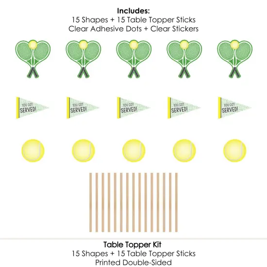Big Dot of Happiness You Got Served - Tennis - Baby Shower or Tennis Ball Birthday Party Centerpiece Sticks - Table Toppers - Set of 15 {7}