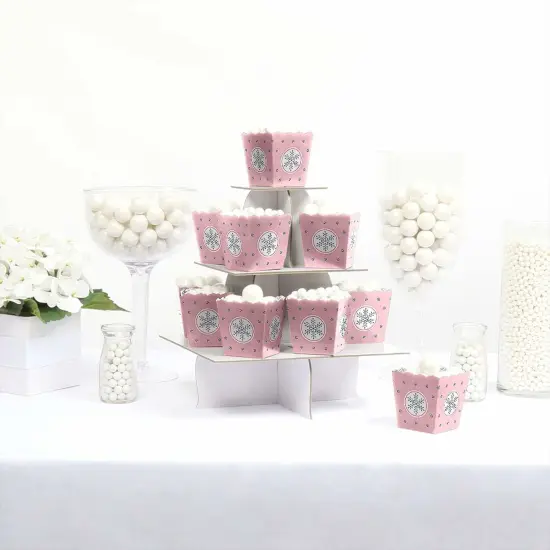 Big Dot of Happiness Pink Winter Wonderland - Party Mini Favor Boxes - Holiday Snowflake Birthday Party or Baby Shower Treat Candy Boxes - Set of 12 {4}