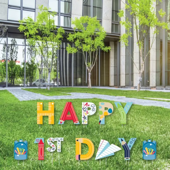 Big Dot of Happiness First Day of School - Yard Sign Outdoor Lawn Decorations - Back to School Classroom Yard Signs - Happy 1st Day {1}