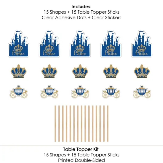 Big Dot of Happiness Royal Prince Charming - Baby Shower or Birthday Party Centerpiece Sticks - Table Toppers - Set of 15 {7}