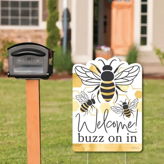 Big Dot of Happiness Little Bumblebee - Party Decorations - Bee Baby Shower or Birthday Party Welcome Yard Sign {3}