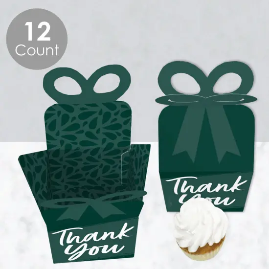 Big Dot of Happiness Emerald Elegantly Simple - Square Favor Gift Boxes - Guest Party Favors Bow Boxes - Set of 12 {4}