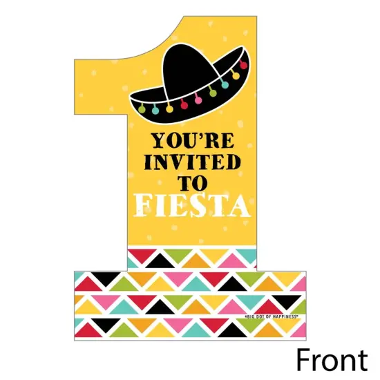 Big Dot of Happiness 1st Birthday Let's Fiesta - Shaped Fill-in Invitations - Fiesta First Birthday Party Invitation Cards with Envelopes - Set of 12 {3}