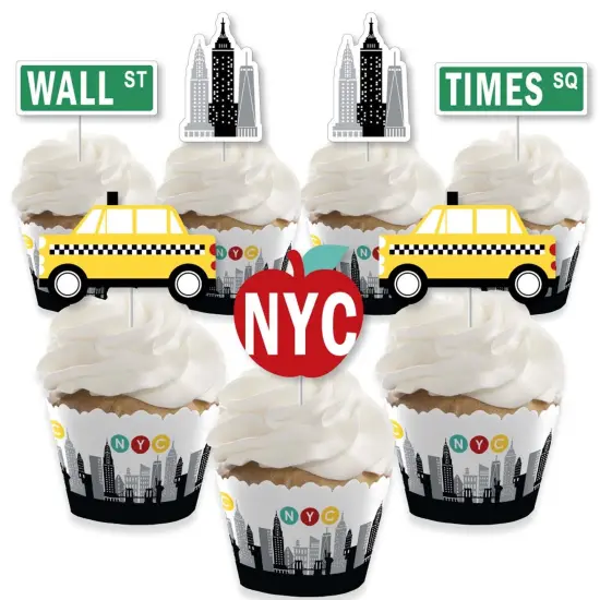 Big Dot of Happiness NYC Cityscape - Cupcake Decoration - New York City Party Cupcake Wrappers and Treat Picks Kit - Set of 24 {1}