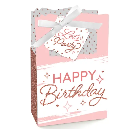 Big Dot of Happiness Pink Rose Gold Birthday - Happy Birthday Party Favor Boxes - Set of 12 {1}