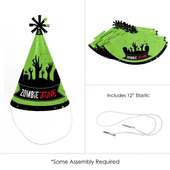 Big Dot of Happiness Zombie Zone - Cone Happy Birthday Zombie Crawl Party Hats for Kids and Adults - Set of 8 (Standard Size) {6}