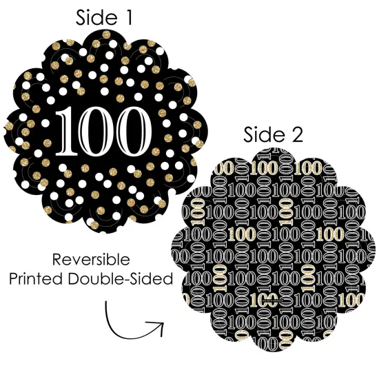 Big Dot of Happiness Adult 100th Birthday - Gold - Birthday Party Round Table Decorations - Paper Chargers - Place Setting For 12 {4}