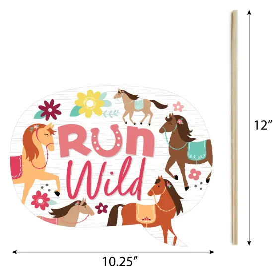 Big Dot of Happiness Run Wild Horses - Pony Birthday Party Photo Booth Props Kit - 20 Count {7}