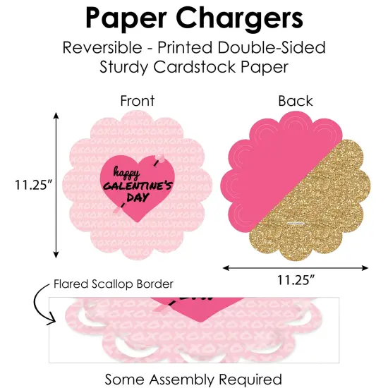 Big Dot of Happiness Be My Galentine - Galentine's & Valentine's Day Party Paper Charger and Table Decorations - Chargerific Kit - Place Setting for 8 {6}