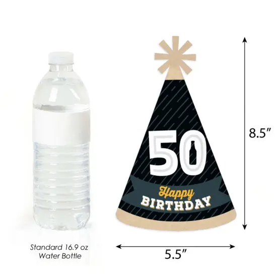 Big Dot of Happiness Cheers and Beers to 50 Years - Cone Happy Birthday Party Hats for Adults - Set of 8 (Standard Size) {4}