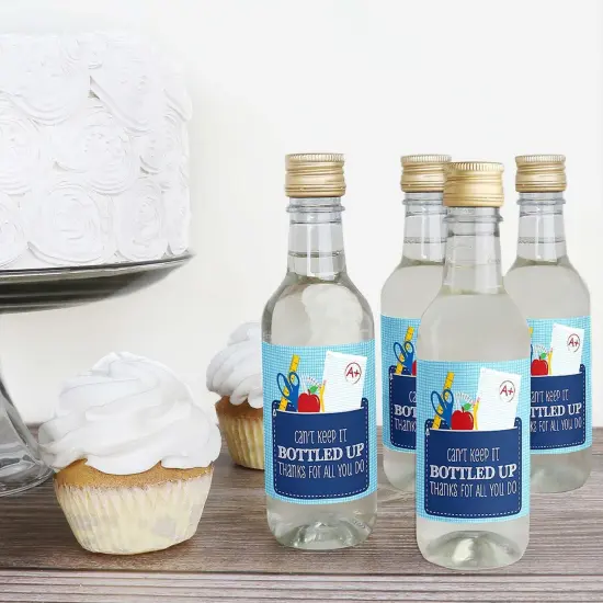 Big Dot of Happiness Funny Colorful - Mini Wine and Champagne Bottle Label Stickers - Teacher First Day of School Gift for Women and Men - Set of 16 {4}