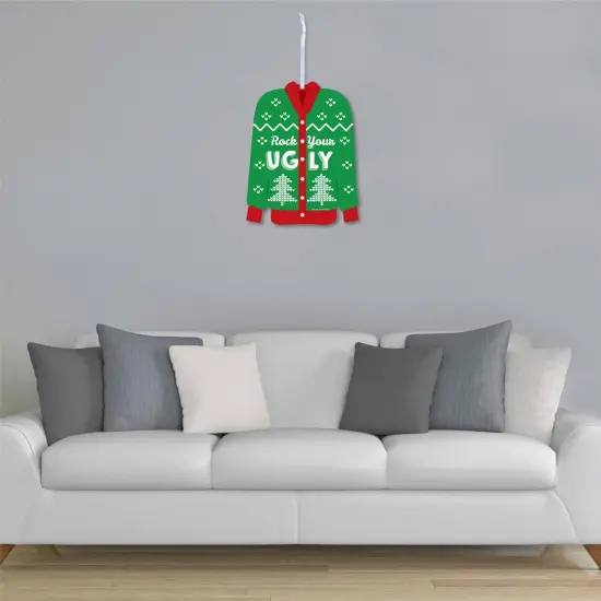 Big Dot of Happiness Ugly Sweater - Hanging Porch Holiday and Christmas Party Outdoor Decorations - Front Door Decor - 1 Piece Sign {4}