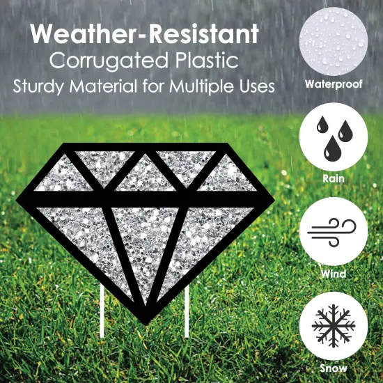 Big Dot of Happiness Omg, You're Getting Married - Diamond Ring Lawn Decorations - Outdoor Engagement Party Yard Decorations - 10 Piece {6}