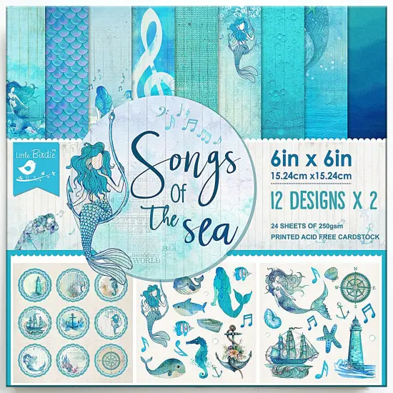 Little Birdie Cardstock Pack 6"X6" 24/Pkg-Songs of the Sea {1}