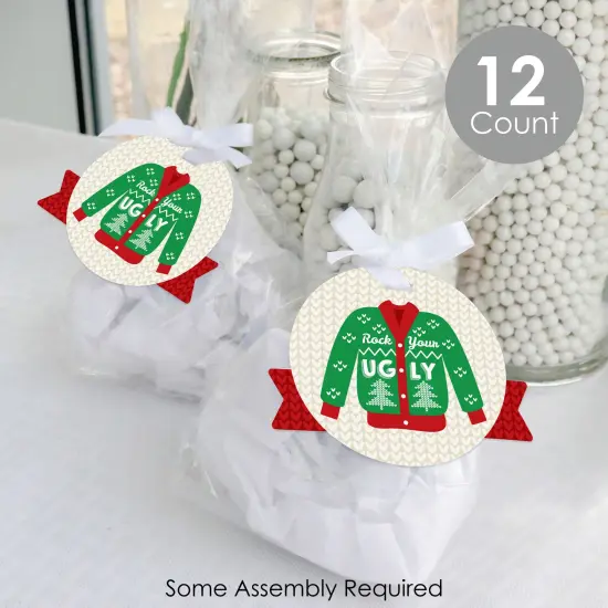 Big Dot of Happiness Ugly Sweater - Holiday and Christmas Party Clear Goodie Favor Bags - Treat Bags With Tags - Set of 12 {3}