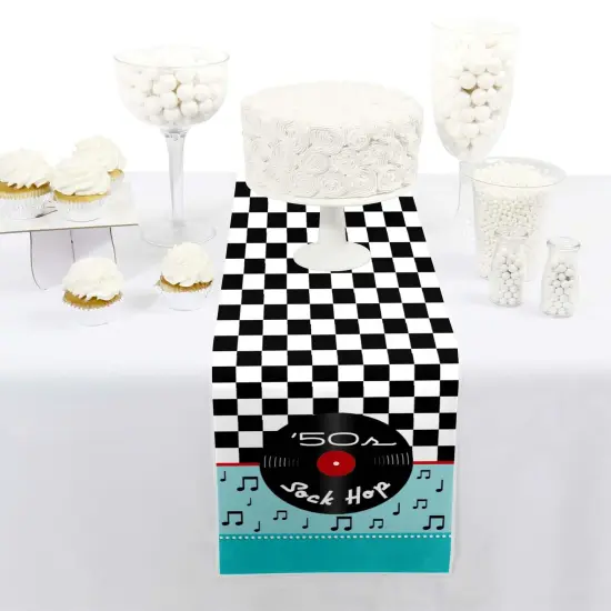 Big Dot of Happiness 50's Sock Hop - Petite 1950s Rock N Roll Party Paper Table Runner - 12 x 60 inches {3}