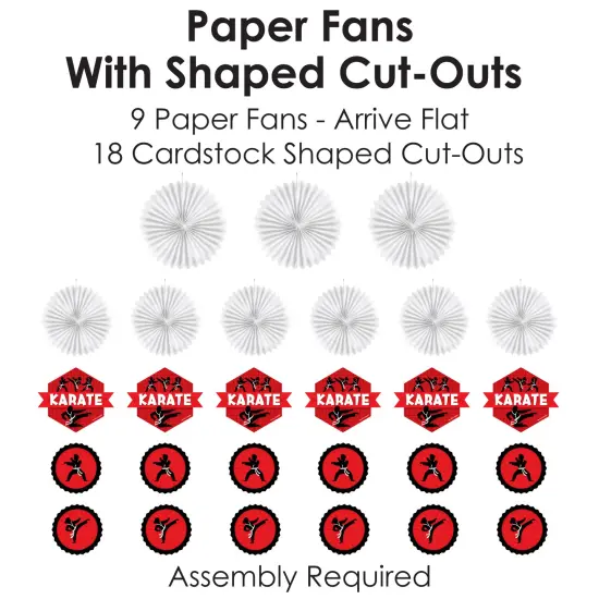 Big Dot of Happiness Karate Master - Hanging Martial Arts Birthday Party Tissue Decoration Kit - Paper Fans - Set of 9 {6}