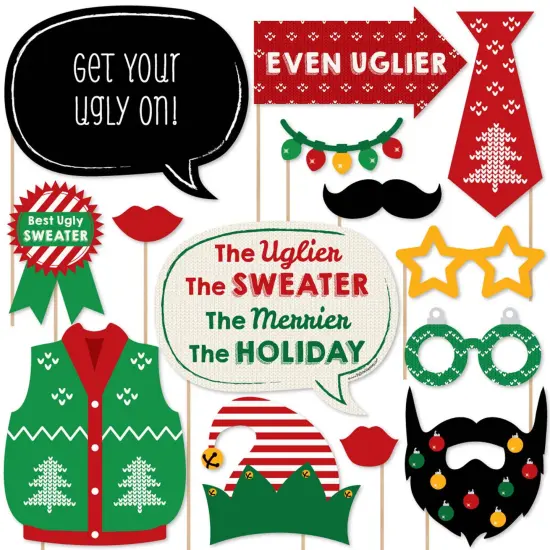 Big Dot of Happiness Ugly Sweater - Holiday and Christmas Party Photo Booth Props Kit - 20 Count {1}