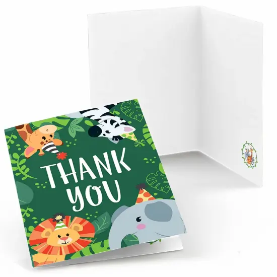 Big Dot of Happiness Jungle Party Animals - Safari Zoo Animal Birthday Party or Baby Shower Thank You Cards (8 count) {1}