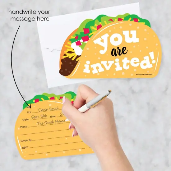 Big Dot of Happiness Taco 'Bout Fun - Shaped Fill-in Invitations - Fiesta Invitation Cards with Envelopes - Set of 12 {3}