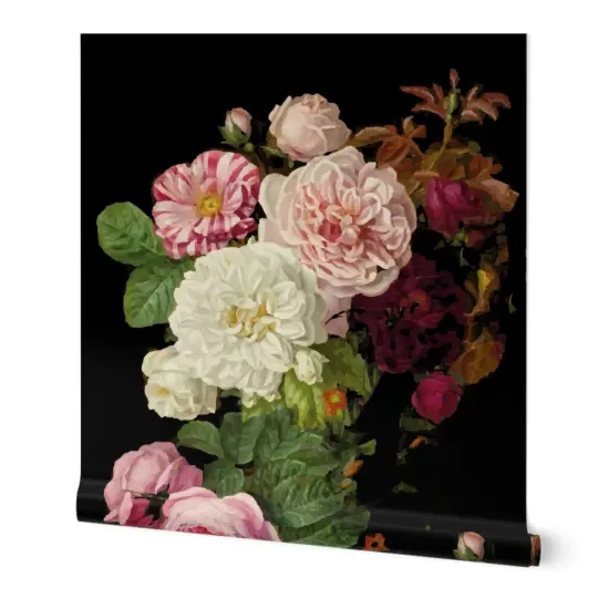 Peel & Stick Wallpaper 2FT Wide Moody Gothic Floral Vintage Garden English Roses Victorian Chintz Custom Removable Wallpaper by Spoonflower {7}