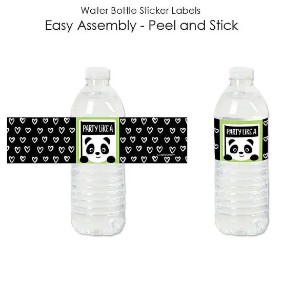 Big Dot of Happiness Party Like a Panda Bear - Baby Shower or Birthday Party Water Bottle Sticker Labels - Set of 20 {3}