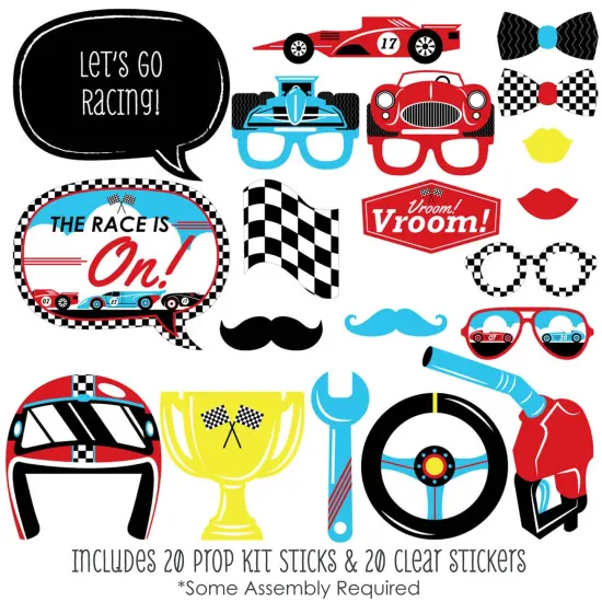 Big Dot of Happiness Let's Go Racing - Racecar - Baby Shower or Race Car Birthday Party Photo Booth Props Kit - 20 Count {3}