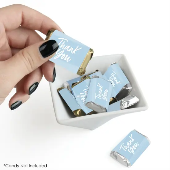 Big Dot of Happiness Dusty Blue Elegantly Simple - Mini Candy Bar Wrapper Stickers Party Small Favors 40 Ct {3}