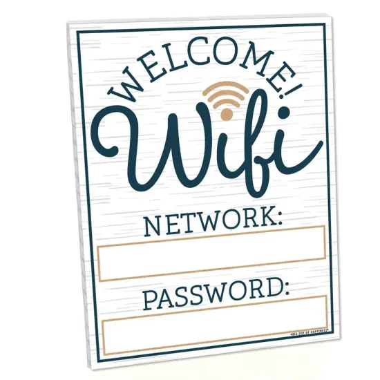 Big Dot of Happiness Wifi Password Sign - Business & Home Decor - Printed on Sturdy Plastic Material - 10.5 x 13.75 inches - Sign with Stand - 1 Piece {1}