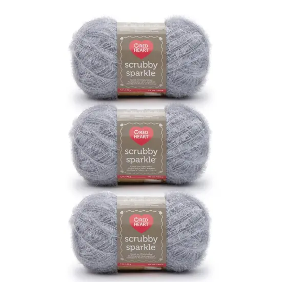 Red Heart Scrubby Sparkle Oyster Yarn - 3 Pack of 85g/3oz - Polyester - 4 Medium (Worsted) - 174 Yards - Knitting/Crochet {1}