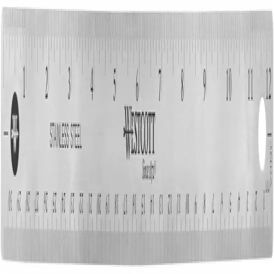 Westcott Stainless Steel Ruler W/Non-Slip Cork Back 12"-Silver {1}